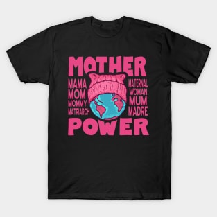 Mother Power - Pink Cat Hat Earth T-Shirt